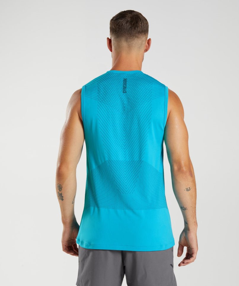 Men's Gymshark Apex Seamless Tanks Blue | CA 853D06